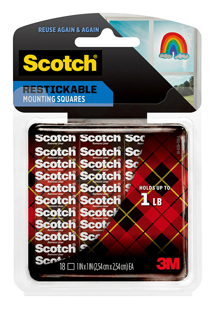 TAPE MOUNTING SCOTCH 25.4X25MM R100 REUSABLE TABS CLEAR