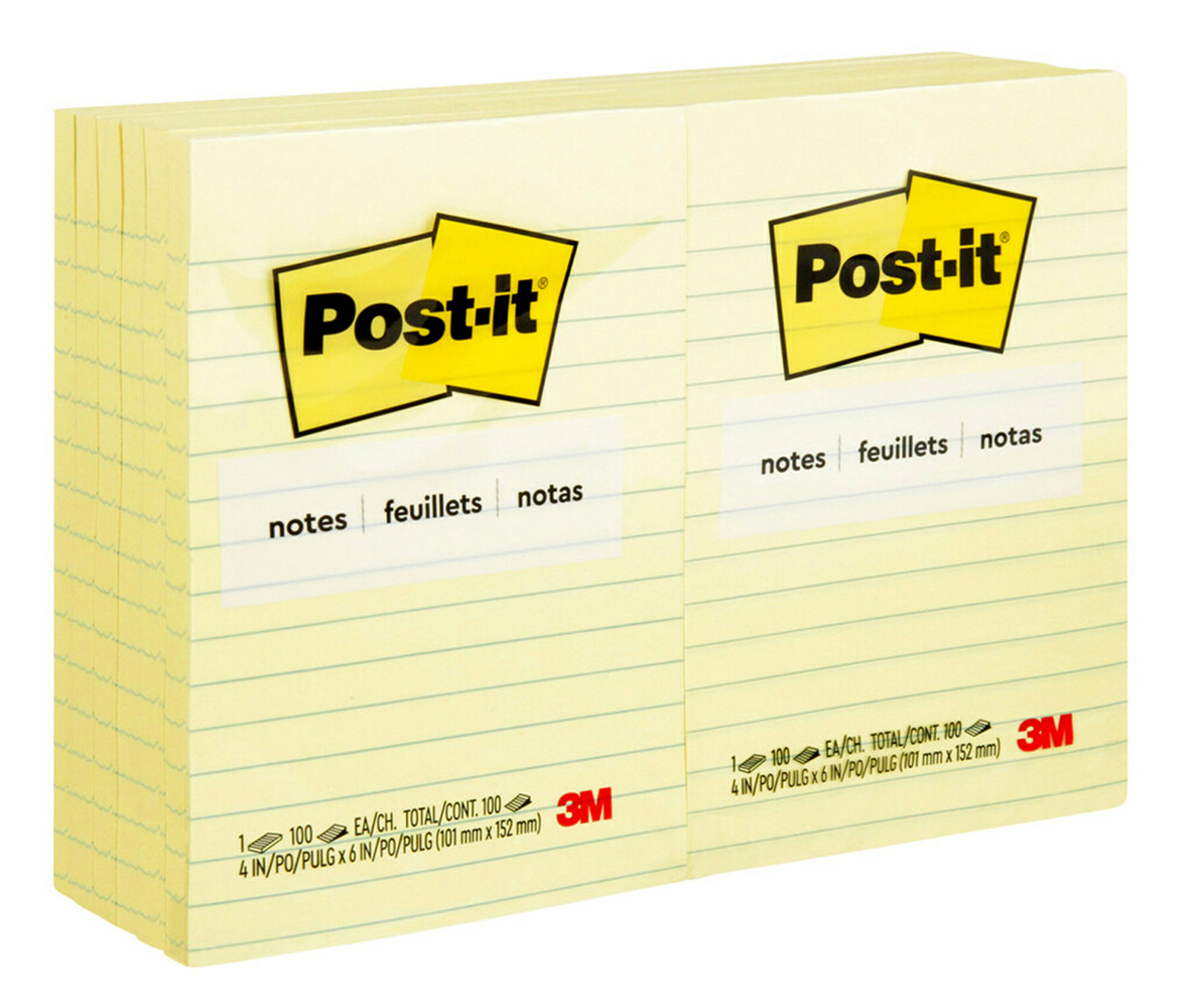 NOTES POST-IT 101X152MM 660 LINED YELLOW PK12