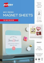 SP- FRIDGE MAGNET AVERY A4 1UP WHITE 30 SHTS