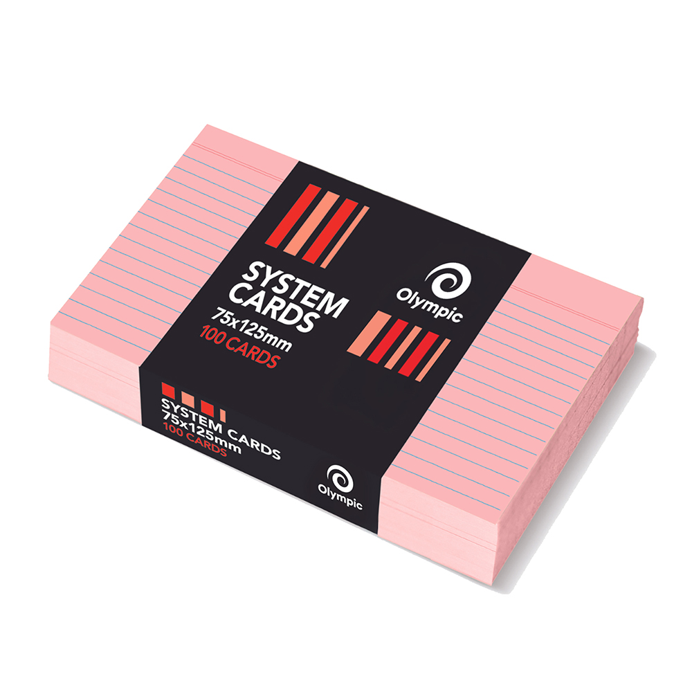 SYSTEM CARDS OLYMPIC 5X3 RULED PINK PK100