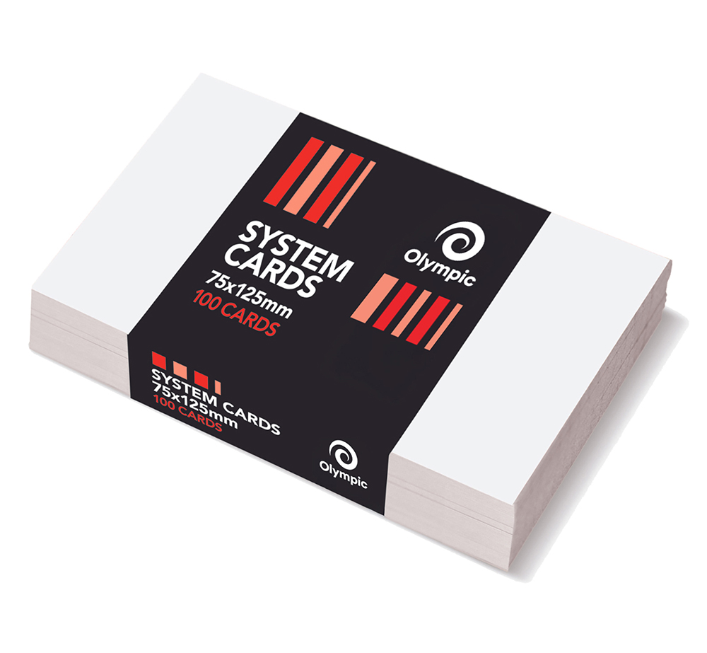 SYSTEM CARDS OLYMPIC 5X3 PLAIN WHITE PK100