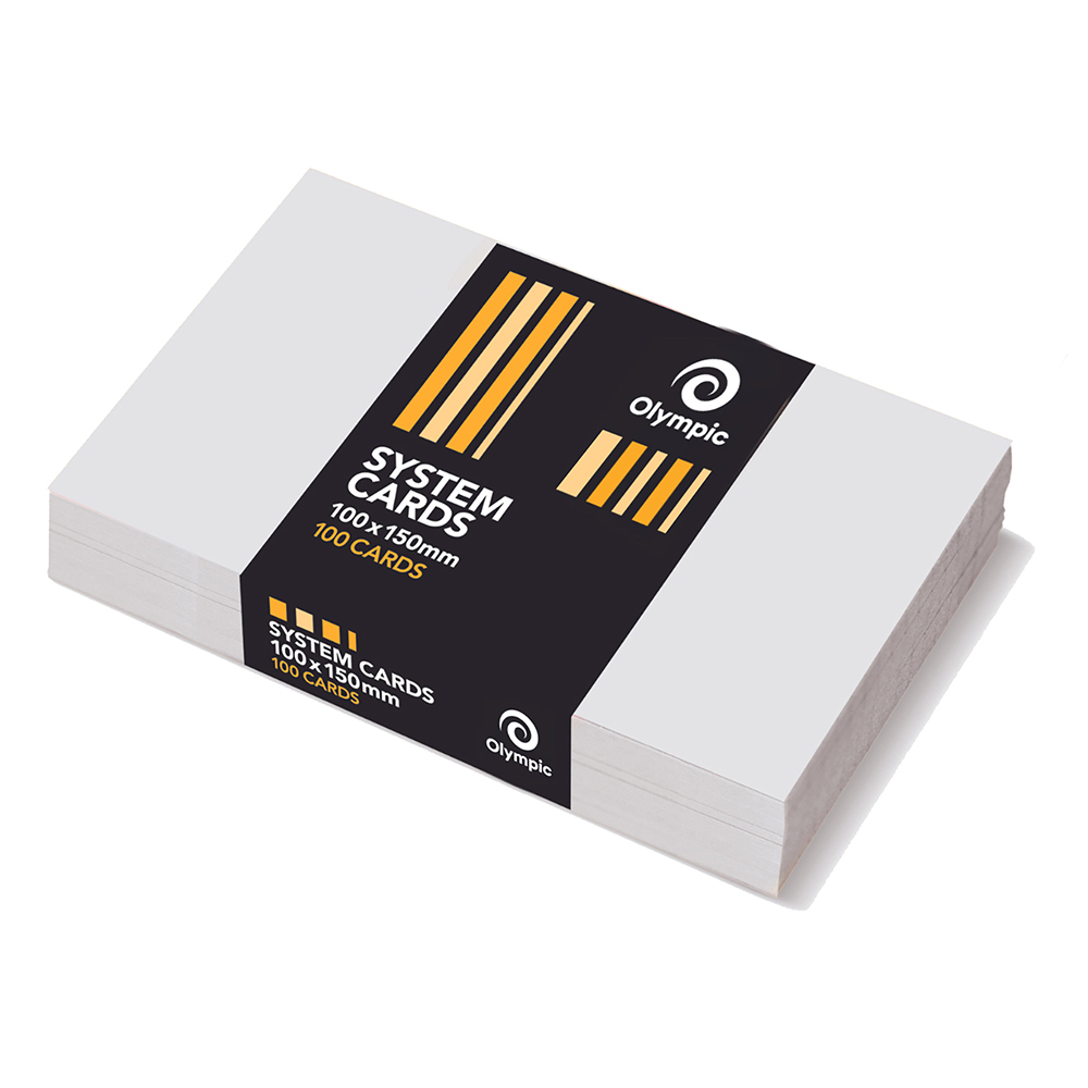 SYSTEM CARDS OLYMPIC 6X4 PLAIN WHITE PK100