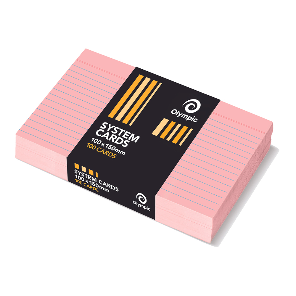 SYSTEM CARDS OLYMPIC 6X4 RULED PINK PK100