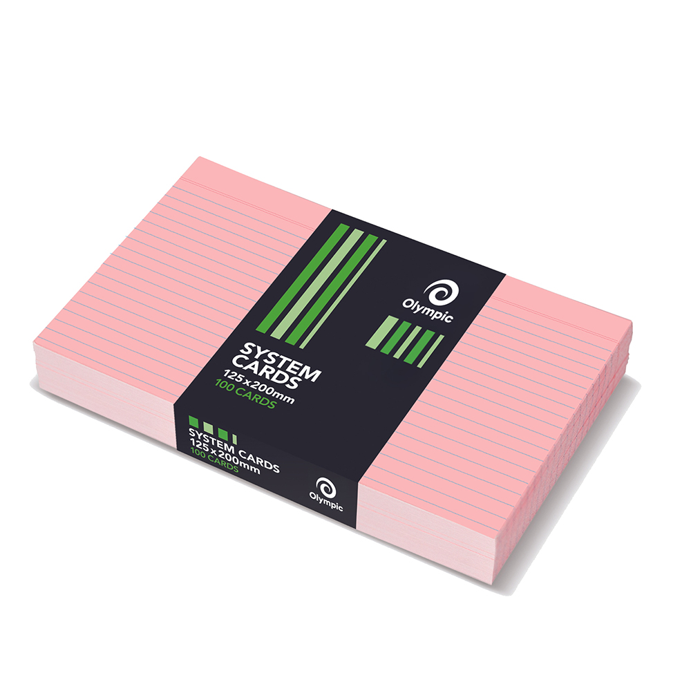 SYSTEM CARDS OLYMPIC 8X5 RULED PINK PK100