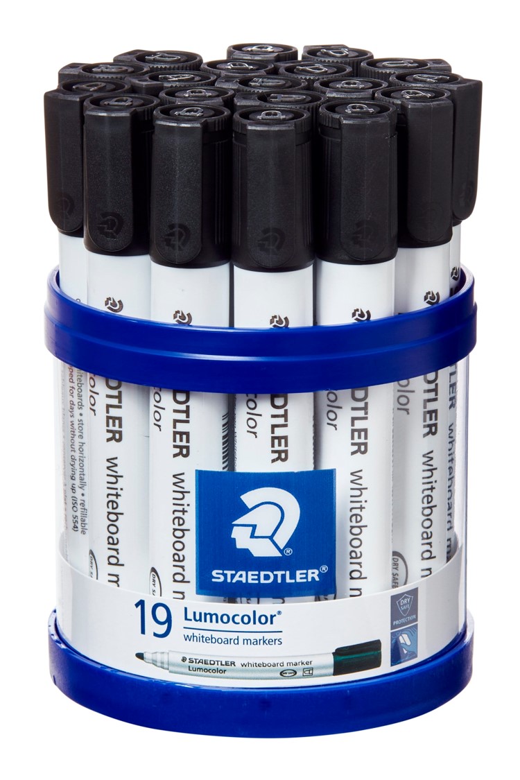 SP- MARKER WHITEBOARD STAEDTLER LUMOCOLOR 351 BULLET BLACK CUP19