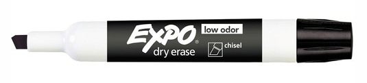 MARKER WHITEBOARD EXPO DRY ERASE CHISEL TIP BLACK BX12