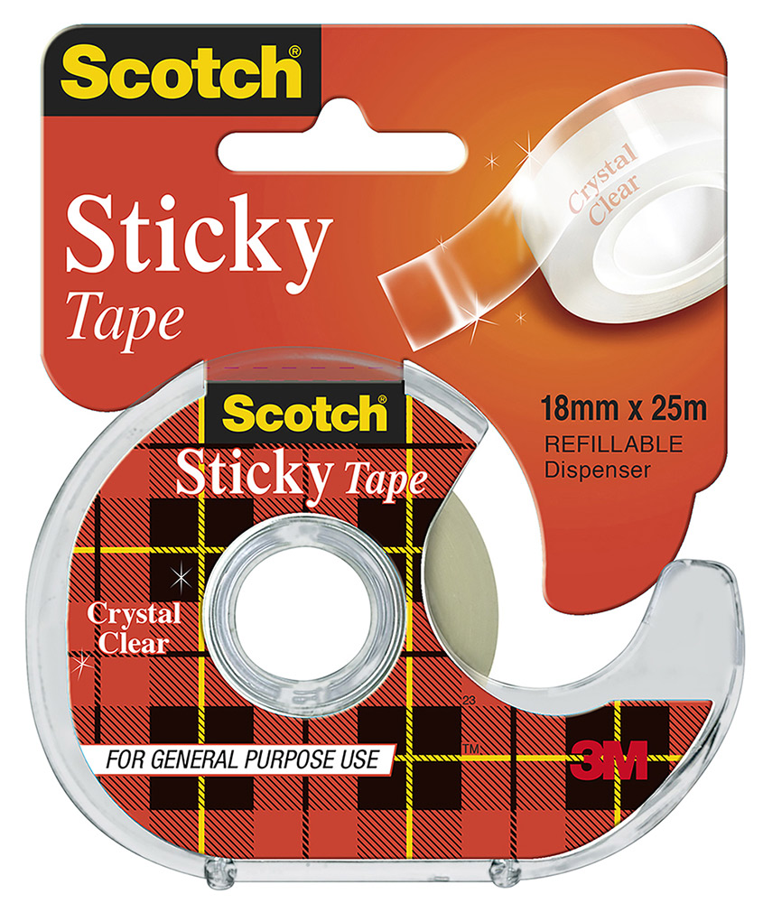 TAPE STICKY SCOTCH 502 18MMX25M ON DISPENSER H/SELL