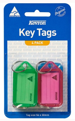 KEVRON KEY TAGS BLISTER CARD 4'S