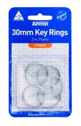 KEY RINGS KEVRON 30MM ZINC PLATED PK5