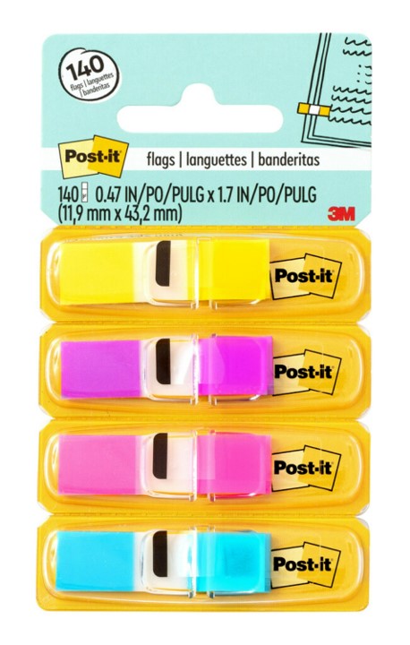 FLAGS POST-IT 683-4AB BRIGHT COLOURS PK4