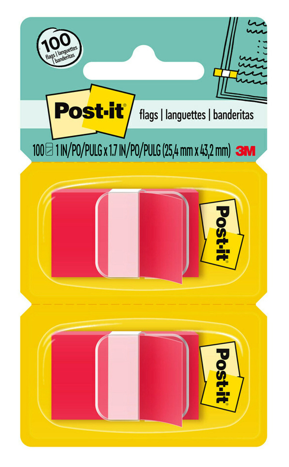 FLAGS POST-IT 680-RD2 RED TWIN PACK