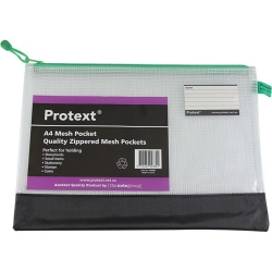 MESH POUCH PROTEXT A4 380X270MM WITH ASST ZIPPER + NAME CARD HOLDER