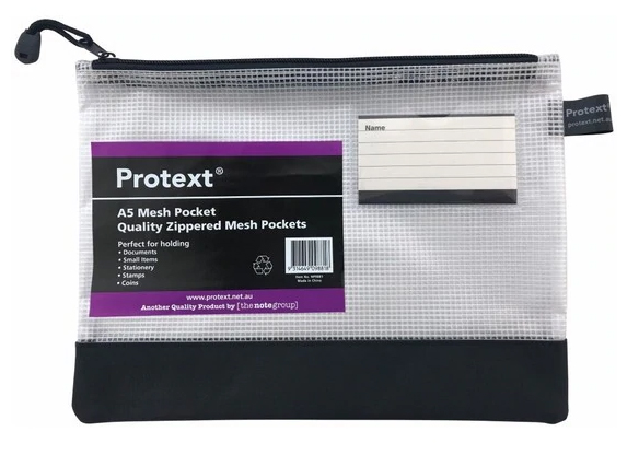 MESH POUCH PROTEXT A5 WITH ASST ZIPPER + NAME CARD HOLDER