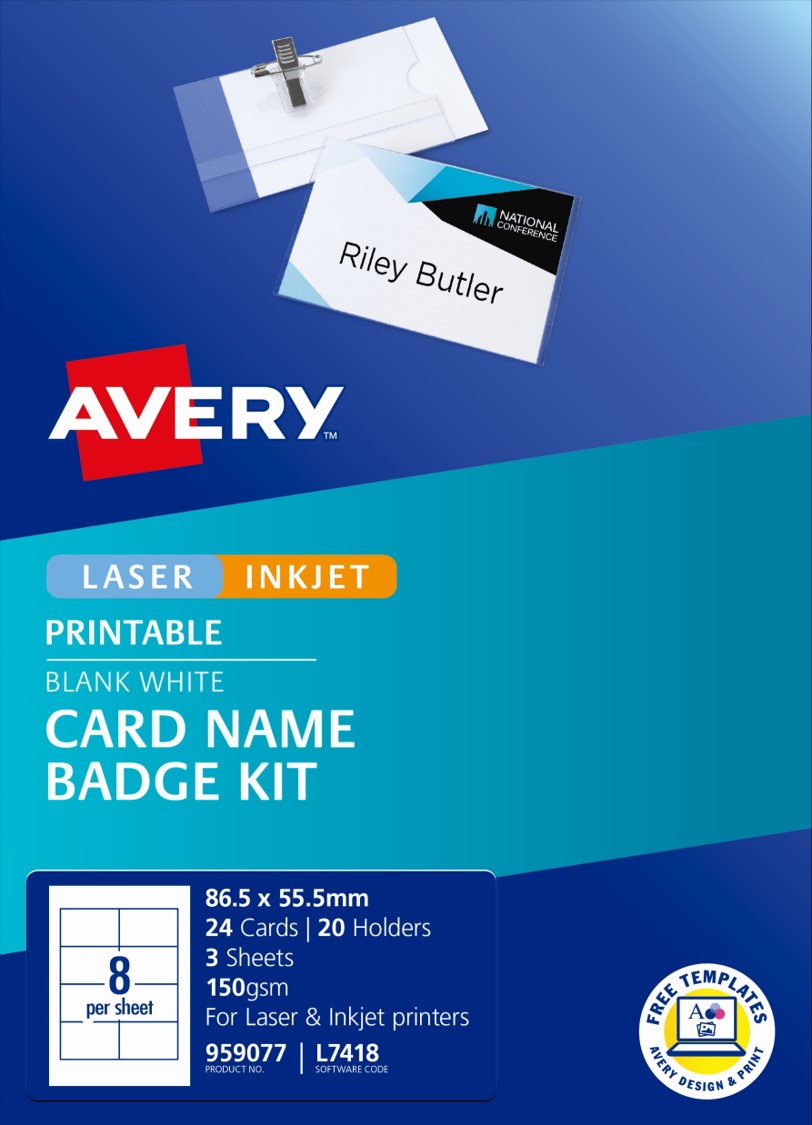 SP- NAME BADGE AVERY L7418 BADGE HOLDERS (20)