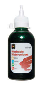SP- PAINT GLITTER EC 250ML WASHABLE WATERCOLOUR GREEN