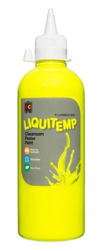 SP - PAINT FLUORO LIQUITEMP YELLOW 500ML POSTER PAINT NON-TOXIC WATER BASED