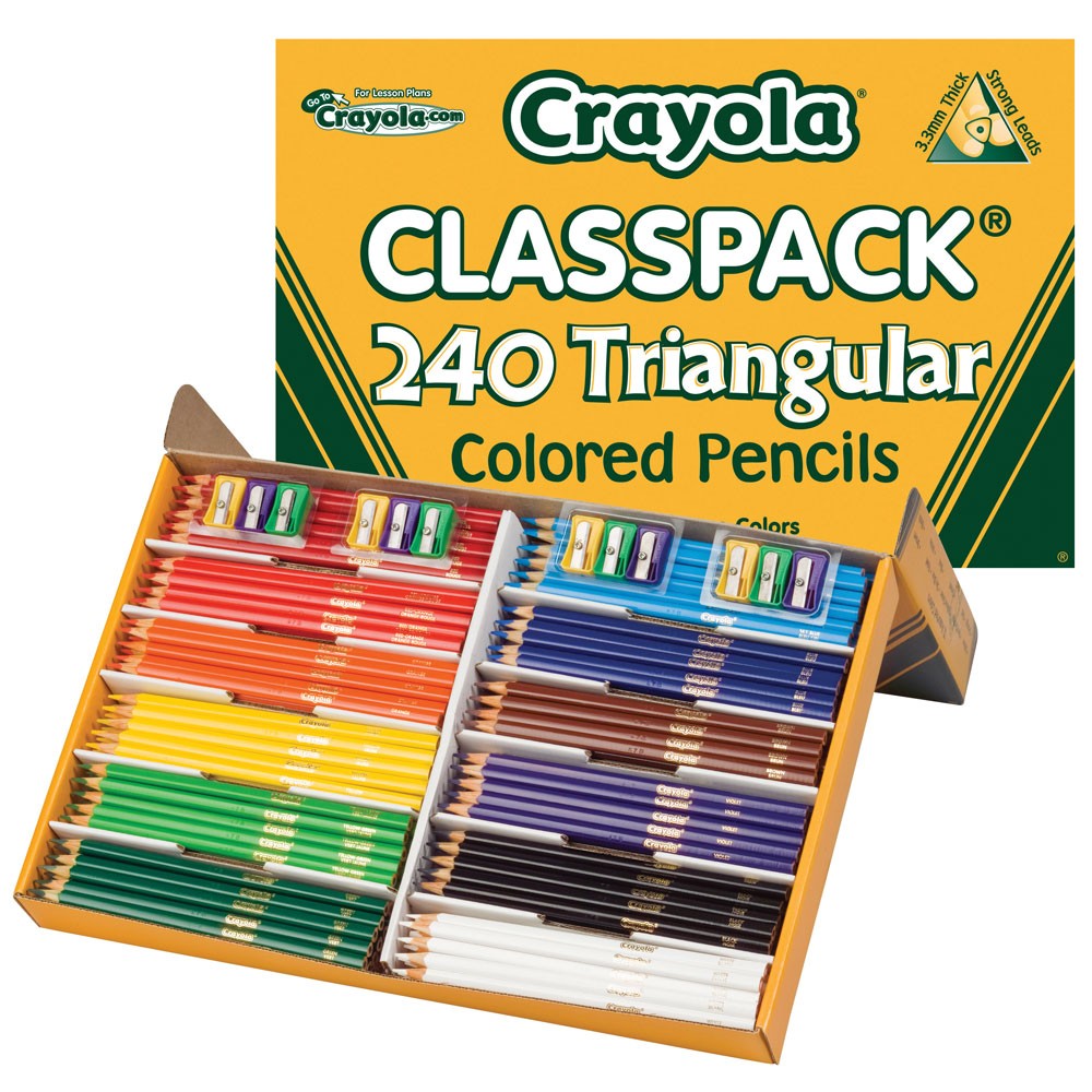 PENCIL COLOURED CRAYOLA TRIANGULAR 12 COLOURS CLASSPACK (240)