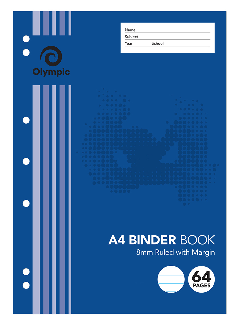 BINDER BOOK OLYMPIC A4 8MM RULED 64PG (30051)