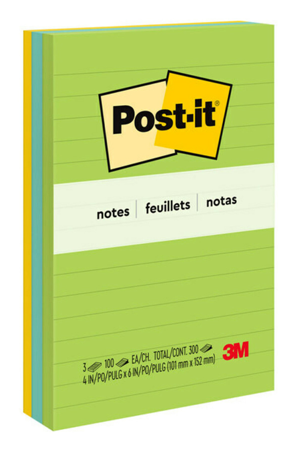 NOTES POST-IT 101X152MM 660-3AU LINED JAIPUR PK3
