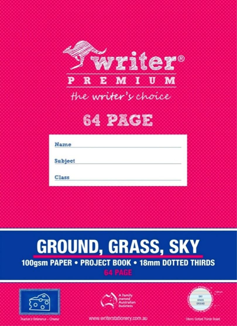 PROJECT BOOK WRITER PREMIUM 64PG PLAIN/18MM DOTTED THIRDS GROUND GRASS SKY