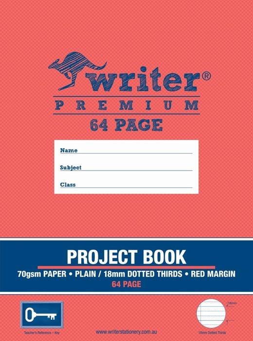 PROJECT BOOK WRITER PREMIUM 64PG PLAIN/18MM DOTTED THIRDS + MARGIN KEY