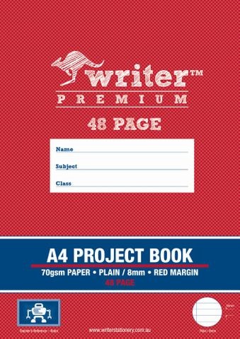 PROJECT BOOK WRITER PREMIUM A4 48PG PLAIN/8MM RULED + MARGIN ROBOT