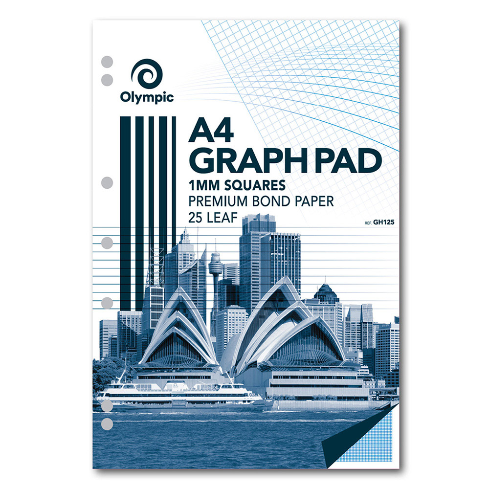 GRAPH PAD OLYMPIC A4 1MM TOP PADDED 7 HOLES 25LF