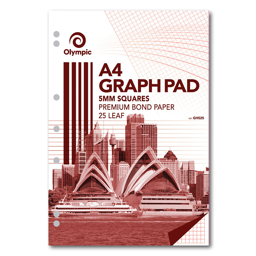 GRAPH PAD OLYMPIC A4 5MM TOP PADDED 7 HOLES 25LF PK5