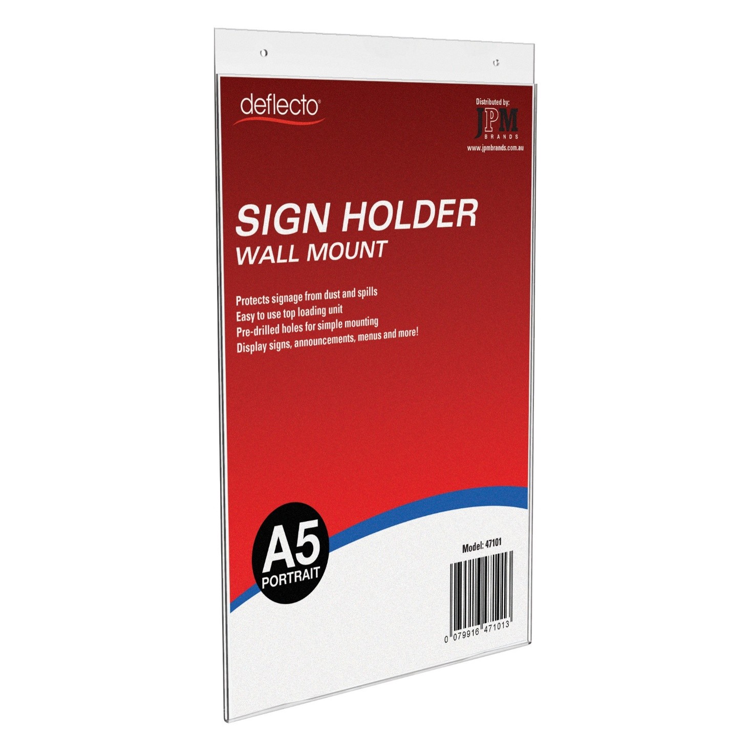 SIGN HOLDER A5 PORTRAIT WALL MOUNT DEFLECTO