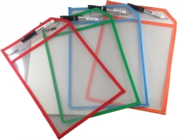 ERASEABLE SLEEVE OSMER A4 WRITE N WIPE ASST WITH BLK MARKER