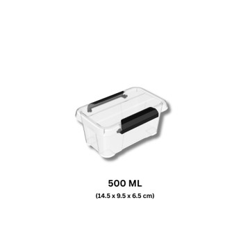 SP- STORAGE TUB PROTEXT 500ML 145X9.5X6.5MM CLEAR WITH CLIP LOCK LID