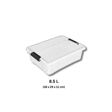 SP- STORAGE TUB PROTEXT 8.5L 380X290X11MM CLEAR WITH CLIP LOCK LID