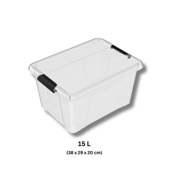 SP- STORAGE TUB PROTEXT 15L 380X290X20MM CLEAR WITH CLIP LOCK LID