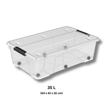 SP- STORAGE TUB PROTEXT 35L 640X420X16MM CLEAR WITH CLIP LOCK LID