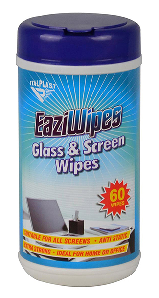 WIPES ITALPLAST GLASS + MIRROR DISPOSABLE EAZIWIPES TUB60
