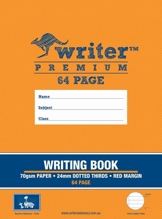 WRITING BOOK WRITER PREM 330X240MM 64PG 24MM DOT THIRDS + MARGIN TURTLES