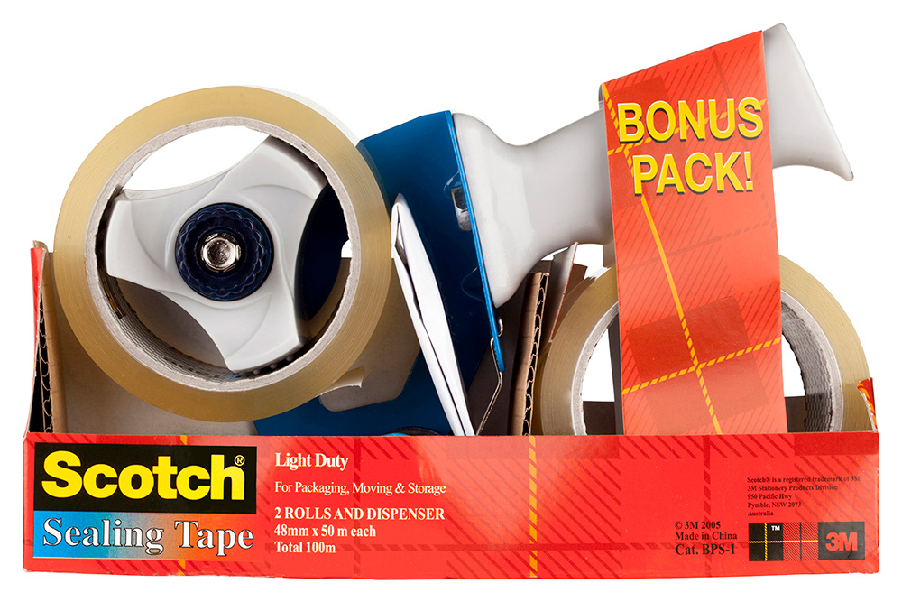 TAPE SEALING SCOTCH BPS-1 48MMX50M 2 ROLLS AND DISPENSER