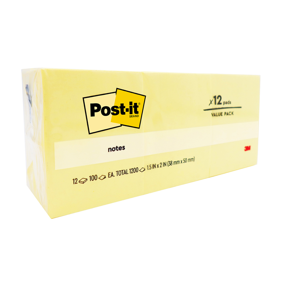 NOTES POST-IT 38X50MM 653 YELLOW PK12