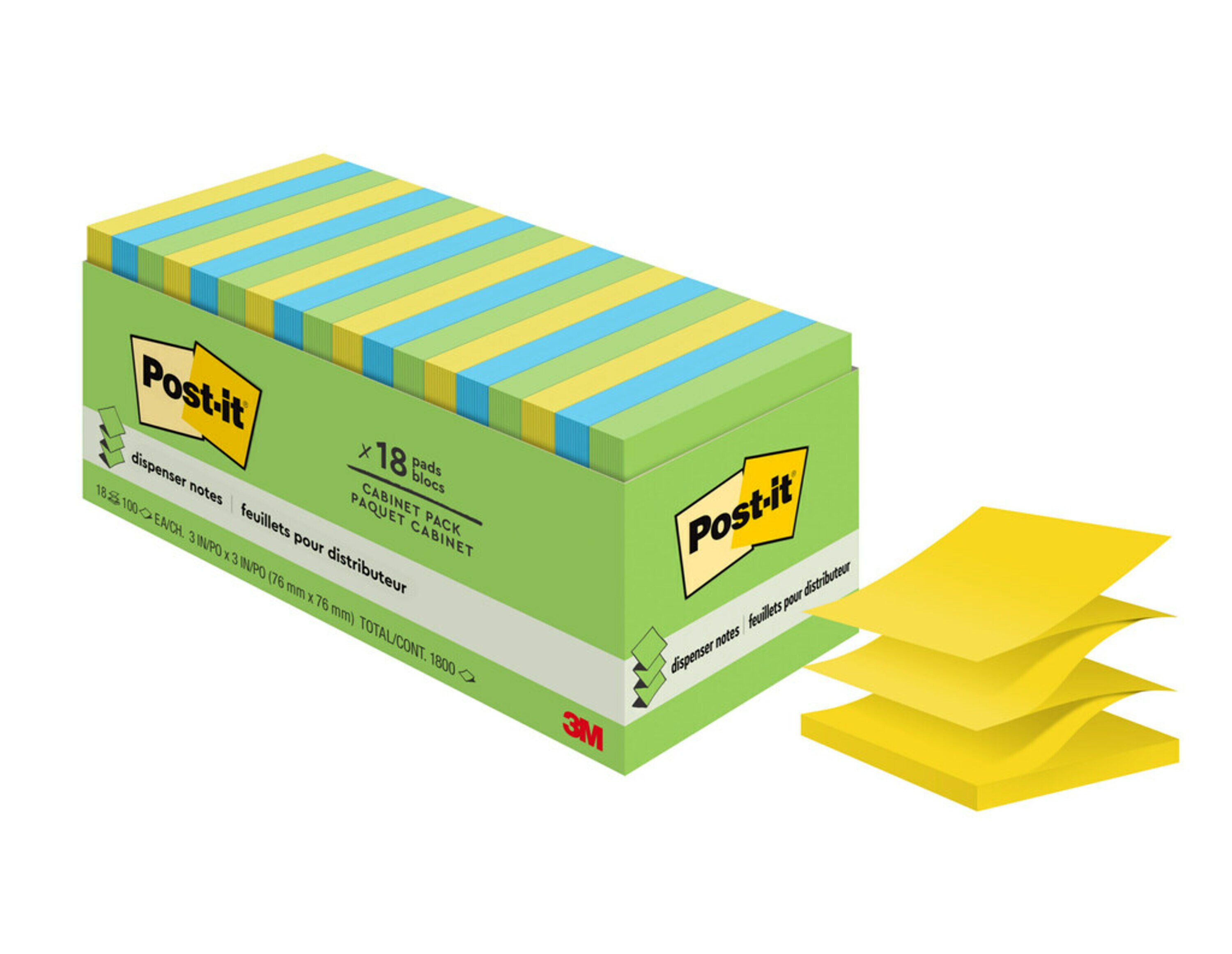 NOTES POST-IT POP UP 76X76MM R330-18AU-CP ASST COLOURS PK18