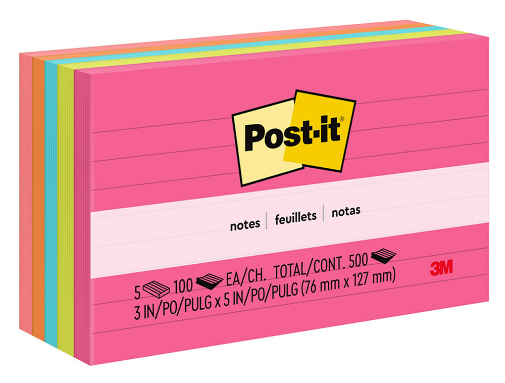 NOTES POST-IT 76X127MM 635-5AN LINED CAPE TOWN PK 5