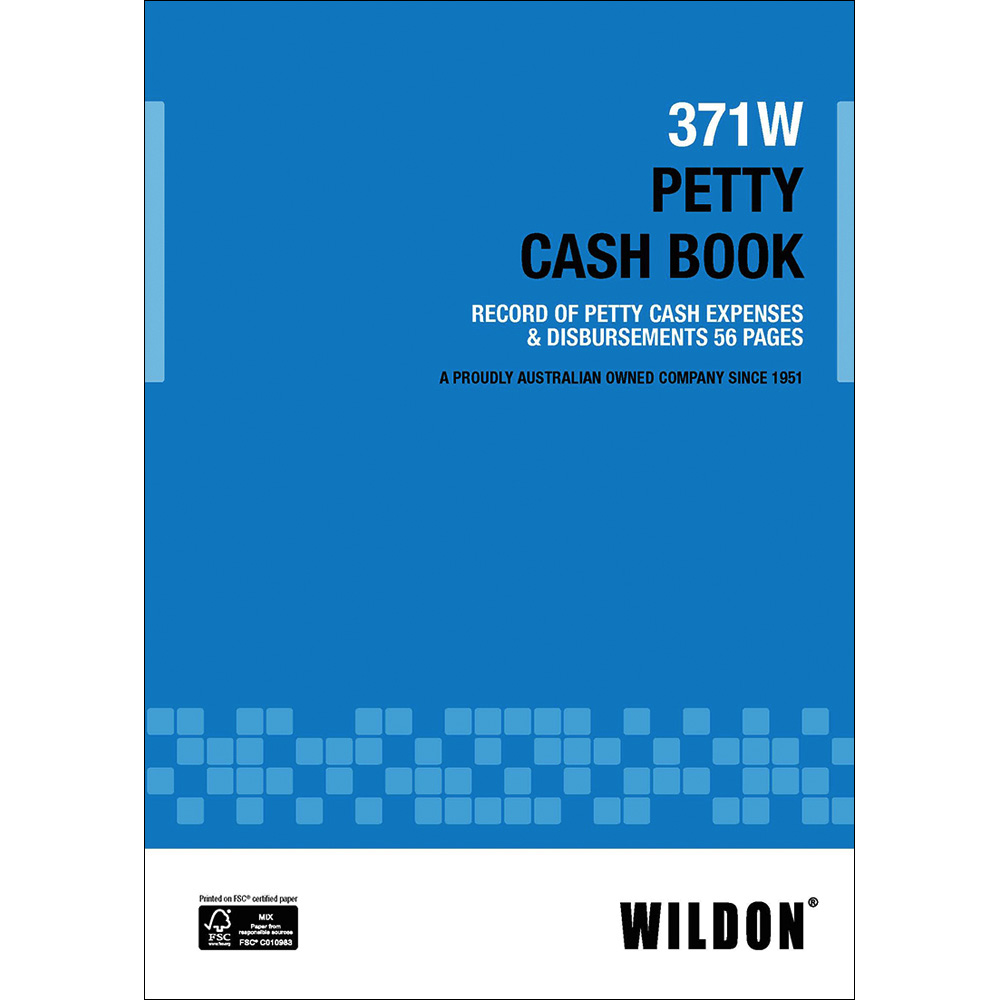 SP- PETTY CASH BOOK WILDON 371W BLUE A4 SOFTCOVER