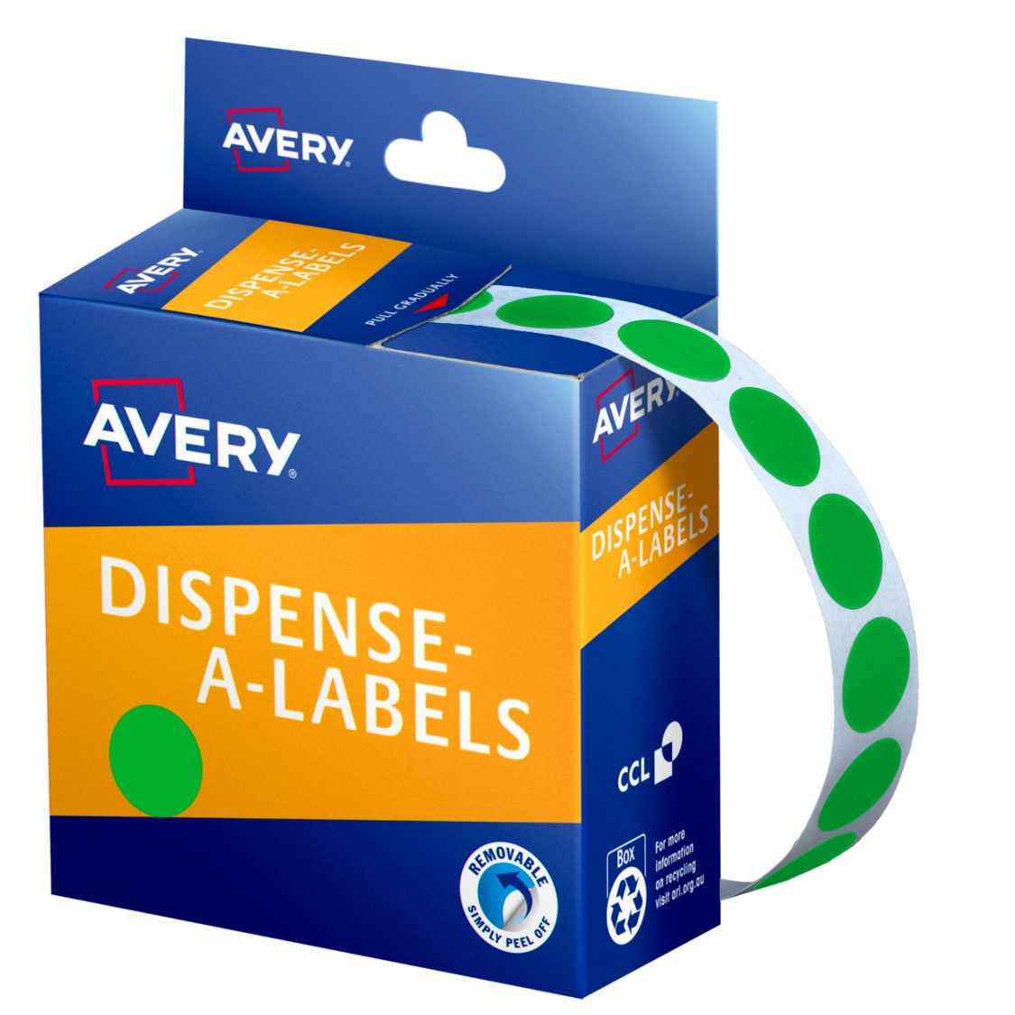 LABEL AVERY DISP 14MM GREEN DOT DMC14G