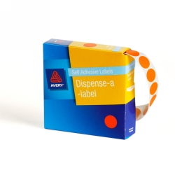 LABEL AVERY DISP 14MM FLUORO ORANGE DOT DMC14FO