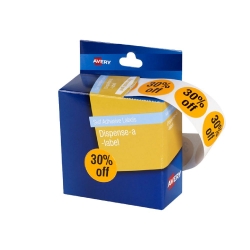 LABEL AVERY DISP 24MM PRE-PRINTED CIRCLE 30% OFF ORANGE PK500