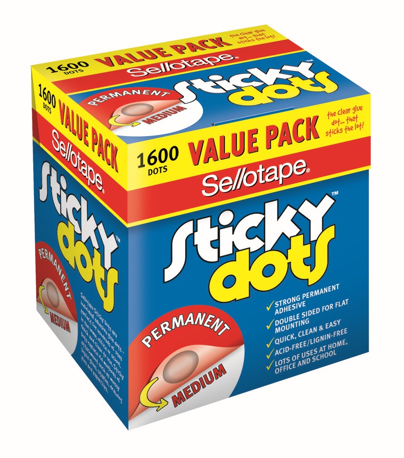 SP- STICKY DOT SELLOTAPE PERMANENT PK1600