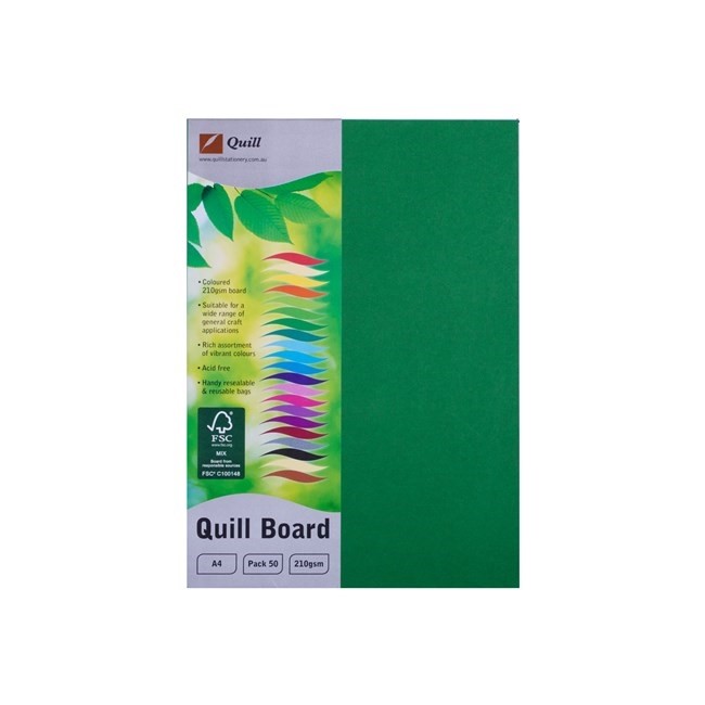 CARDBOARD QUILL A4 210GSM EMERALD PK50