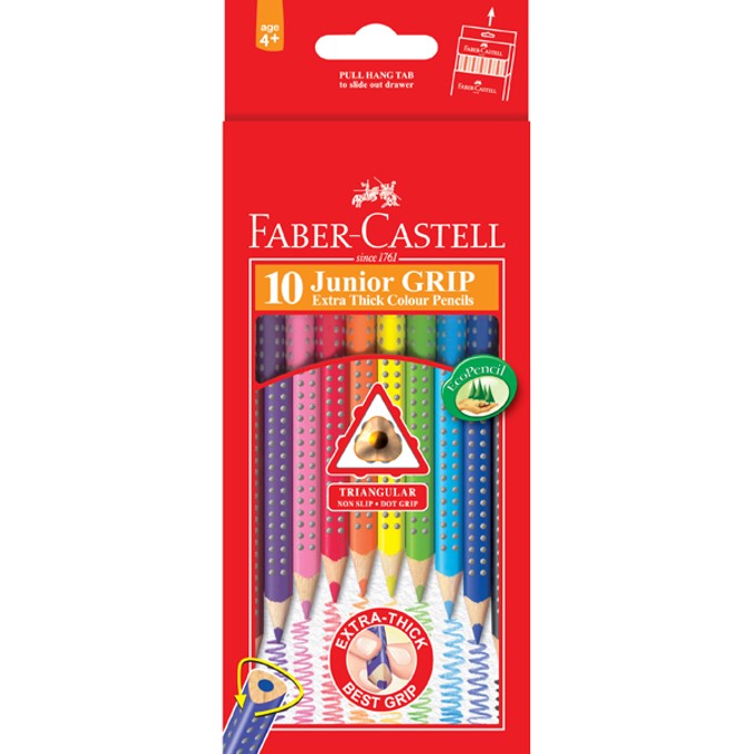 PENCIL COLOURED FABER-CASTELL JUNIOR GRIP TRIANGULAR EXTRA THICK PK10