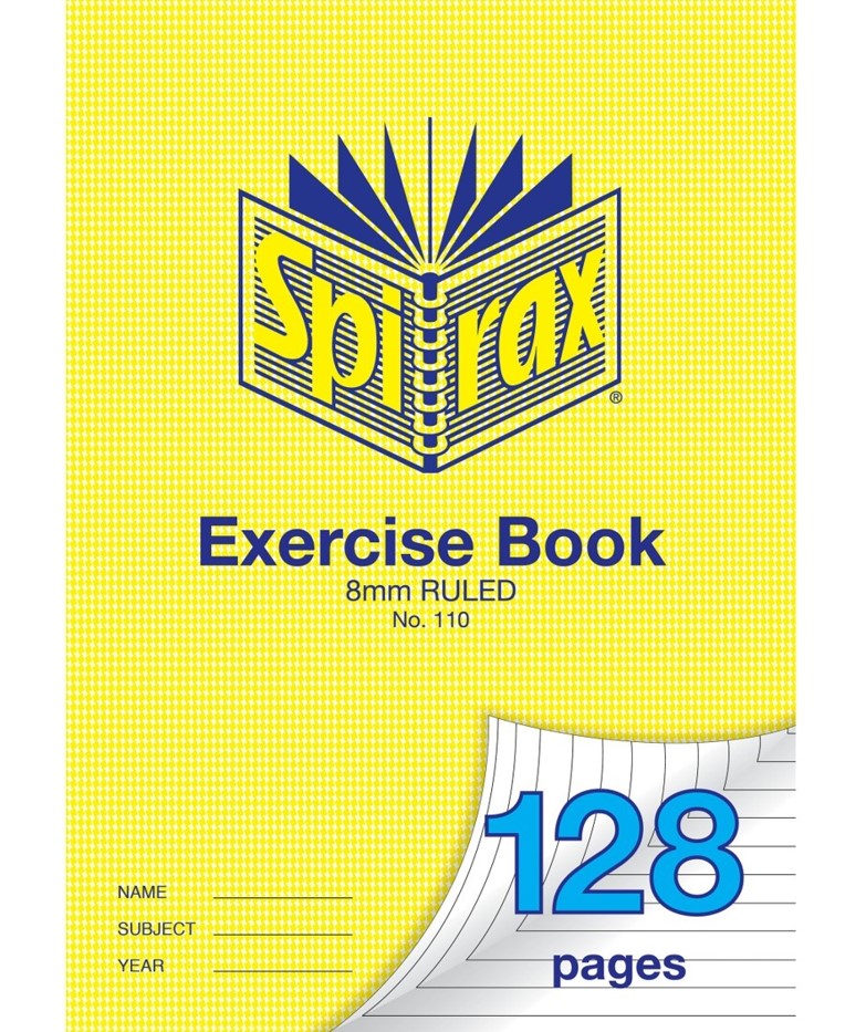 SP- EXERCISE BOOK SPIRAX A4 110 8MM RULED 128PG
