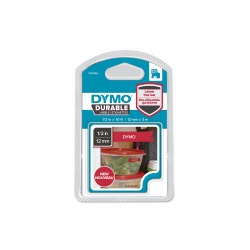 LABEL TAPE DYMO D1 DURABLE 12MMX3M WHITE ON RED