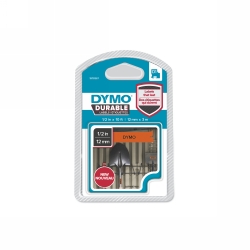 LABEL TAPE DYMO D1 DURABLE 12MMX3M BLACK ON ORANGE